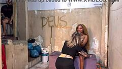 A stranger jerks off watching us fuck in favela alley?