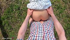 Amateur Couple's Juicy Outdoor Blowjobs Cowgirl Rides and Doggystyle in Fishnets POV