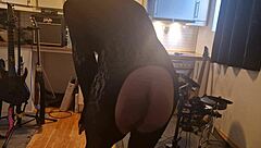 Kitchen slave spreads for daddy's monster cock ripping ass wide open