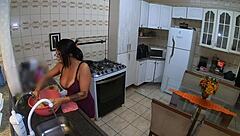 cooking for my lover while cuck hubby works big tits tease