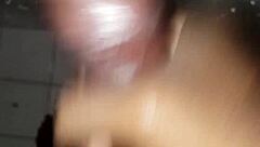 moaning ebony teen strokes massive black cock close-up until explosive cumshot