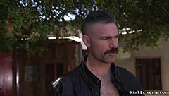 biker unchained the bound blonde slave then pounded her hard in chains