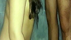 curvy latina gives deepthroat blowjob and creampie in steamy shower sex