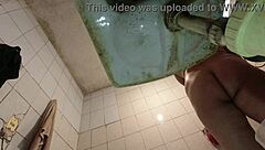 pervy guy sneaks in bathroom while i strip school uniform