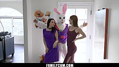 easter with mommy and teen turned into sneaky blowjob threesome fun 😜👅