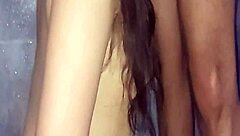 curvy latina gives deepthroat blowjob and creampie in steamy shower sex