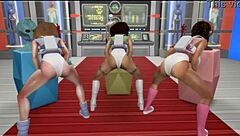 ebony spacebabes take big black cocks in wild interracial threesome?