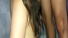 curvy latina gives deepthroat blowjob and creampie in steamy shower sex