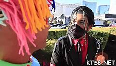 Ladyboy's tight ass stretched wide by monster cock in hardcore anal contest fuck