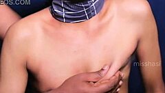 he SLAPS her small tits HARD in hardcore action