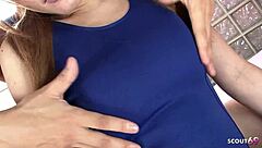 old coach seduces hairy asian teen virgin for first sloppy blowjob 😍💦