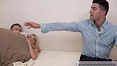 Teen girl chats with old stepdad about staying pure and innocent