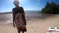 tiny thai teen cherry takes big white cock pounding at beach pov 😈🏖️🍆💦