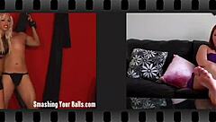 Hollis and Heather Kick Your Balls in Turns Mistress Style