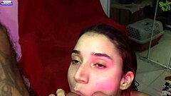 hot young slut devours TWO HUGE cocks bareback in wild threesome pounding