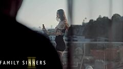 Stepsister bent over sofa as stepbrother pounds tight pussy