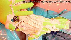 i get so wet with household gloves slime play
