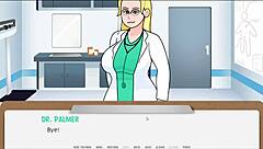 doctor checks patient in cartoon hospital