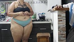 mi vecino's monster cock stretches my tight wet pussy in kitchen doggystyle!