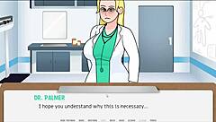 doctor checks patient in cartoon hospital