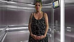 Pregnant neighbor deepthroats in elevator I cum all over