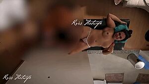 jeg føler mig så ophidset ved at se gift luder massere med patter ude og bikini dybt i fisse