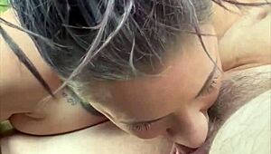 veľkoprsá kurva dostáva šuk ohnutá v verejnosti pov špinavý rozhovor šťava do úst