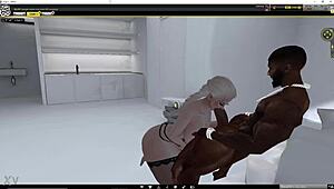 Hvid luder giver ivrig sløset dyb mund til kæmpe sort pik i intens session