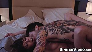 tattooed stepson licks pussy in hardcore missionary with stepmom vera king