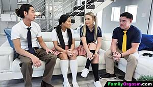 brothers tempt stepsisters with cash for sex