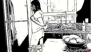 Latinalainen teini 18+ narttu jää kiinni masturboimasta hostellin keittiössä ja saa kovan anaalin vanhalta saksalaiselta turistilta