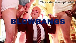 Estudante britânica curvilínea com tetas naturais grandes e olhos azuis dá instruções de punheta no uniforme com femdom humilhação e brinquedo solo