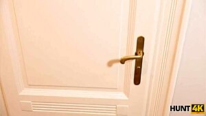 hunt4k hunter casually pays for sex with his friend's gf while watching her shaved pussy get licked on the desk