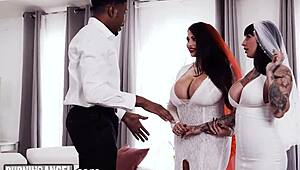i'm that hot stacked tattooed bride getting the wild interracial buttfuck with deep rimjob and moaning on my wedding day