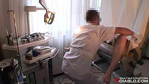 i'm spying on this 28-year-old housewife at the japanese doctor's hidden cam exam
