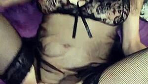 stockings pulled down for hard fucking in open holes close-up