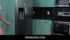 Primalfam - stepmom Mandy Waters caught stepsiblings Athena Heart and Nicky Rebel having sex