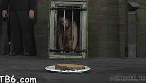 Fotze der Schlampe mit Toy quälen in BDSM Bondage Blowjob und hartem Fick gebunden