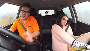 Oh man, I'm that slutty ex-con with big tits, so needy for cock I just take control of my teacher in the fake driving school...