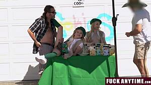 Stepdaughters suck cock selling cookies under stepdads watch?
