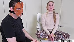 Flirty cutie endures awkward asshole asylum treatment
