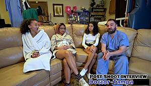 Д-р Тампа опипва обръсната пища на Дженезис в първи гинекологичен преглед с унижение