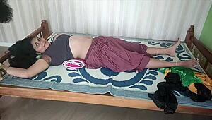 bdsm tied up on bed... hands legs bound chocolate chubby wife licks navel ughh 😩🔗🍫