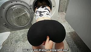 Ей, мащехата заседна в пералнята, стъпсънят я чука яко