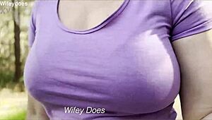 Big Tit Wife Dares Nude Flash Boobs in Crowded Public Park