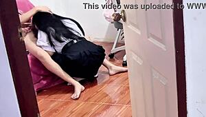HER CAUGHT ME JERKING ON SOFA NOW STUDENT TEEN RIDES ME UNCENSORED