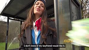 faithful flight attendant drops morals for 1500 euro outdoor pickup fuck