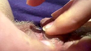Huge clitoris rubbing and jerking to orgasm close up