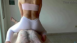 Grateful stepdaughter gives her stepfather a special massage it gets very intimate