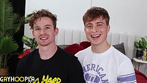 Muscle stud Kane stretches Lucas' tight virgin ass